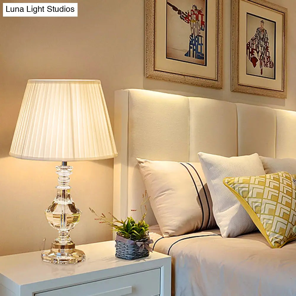 Curvy Crystal Study Lamp: Hand-Cut Contemporary 1-Head Book Light In White