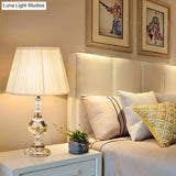 Curvy Crystal Study Lamp: Hand-Cut Contemporary 1-Head Book Light In White