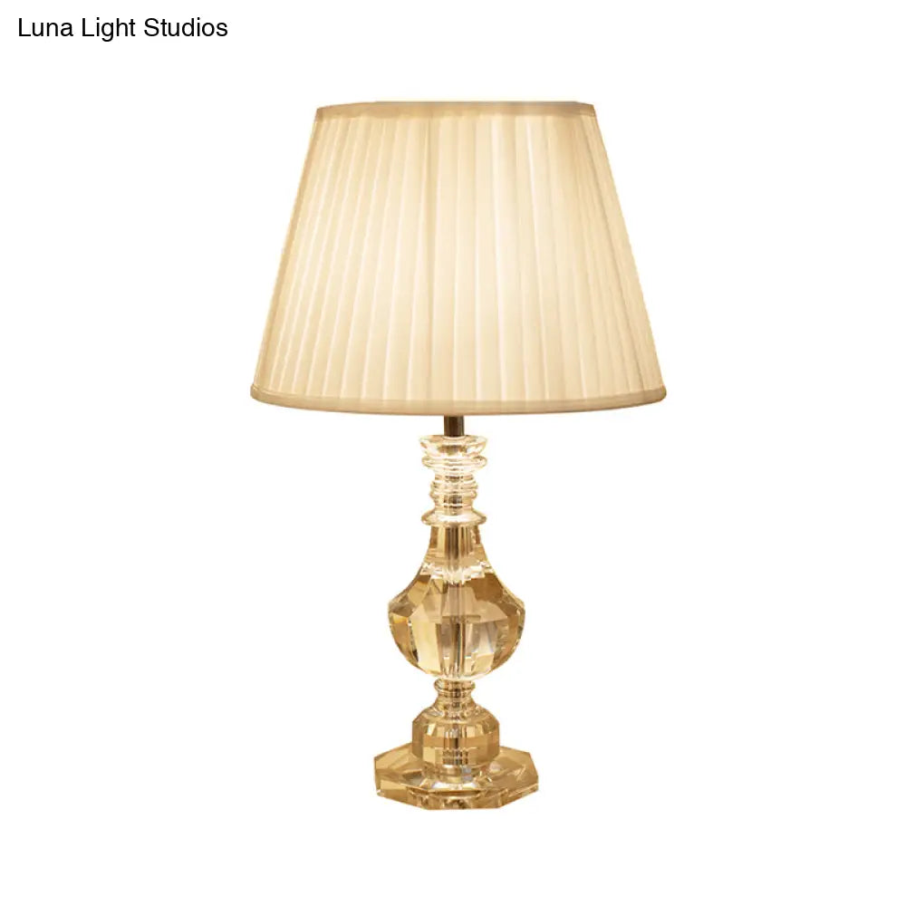 Curvy Crystal Study Lamp: Hand-Cut Contemporary 1-Head Book Light In White