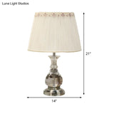 Curvy Hand-Cut Crystal Reading Lamp In Beige For Bedroom - Modern Task Light