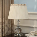 Curvy Hand-Cut Crystal Reading Lamp In Beige For Bedroom - Modern Task Light