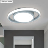 Customizable Flush Mount Metal Led Ceiling Fixture - Drum & Circle Design In Black/Gray/Gold (7 -