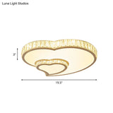 Cut Crystal Led Flush Mount Recessed Lighting In White - Minimalist Dual Heart Design