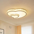 Cut Crystal Led Flush Mount Recessed Lighting In White - Minimalist Dual Heart Design / B