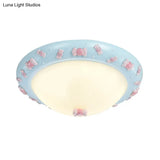 Cute Led Frosted Glass Bowl Ceiling Light For Child’s Bedroom
