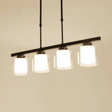 Cylinder Island Pendant Light Fixture - Modern Black/Silver Clear Glass Ideal For Kitchen 4 / Black