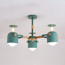 Cylinder Metal Pendant Lamp With Simple Style For Bedroom Lighting Green