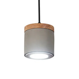 Cylindrical Led Grey Pendant Light Fixture With Antiqued Cement Finish For Dining Room - Warm/White