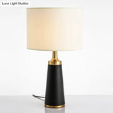 Cylindrical Fabric Table Light - Modern White-Black Night Lamp For Bedroom