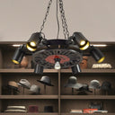 Cylindrical Industrial Metal Pendant Light With 7-Head Design In Black - Perfect For Restaurants
