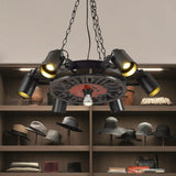 Cylindrical Industrial Metal Pendant Light With 7-Head Design In Black - Perfect For Restaurants