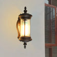 Cylindrical Sconce Wall Lamp - Dark Coffee With Clear Prismatic Glass