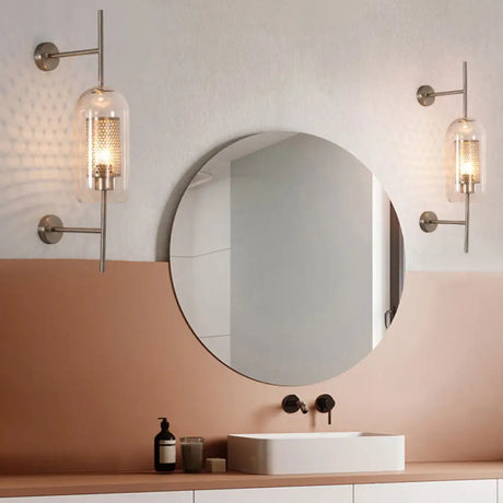 Cylindrical Wall Sconce: Silver/Gold Industrial Light Fixture 1-Light Smoke Glass 5/6 Wide Silver /