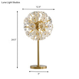 Dandelion Led Night Lamp: Flower Crystal Brass Table Light For Bedside