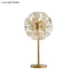 Dandelion Led Night Lamp: Flower Crystal Brass Table Light For Bedside