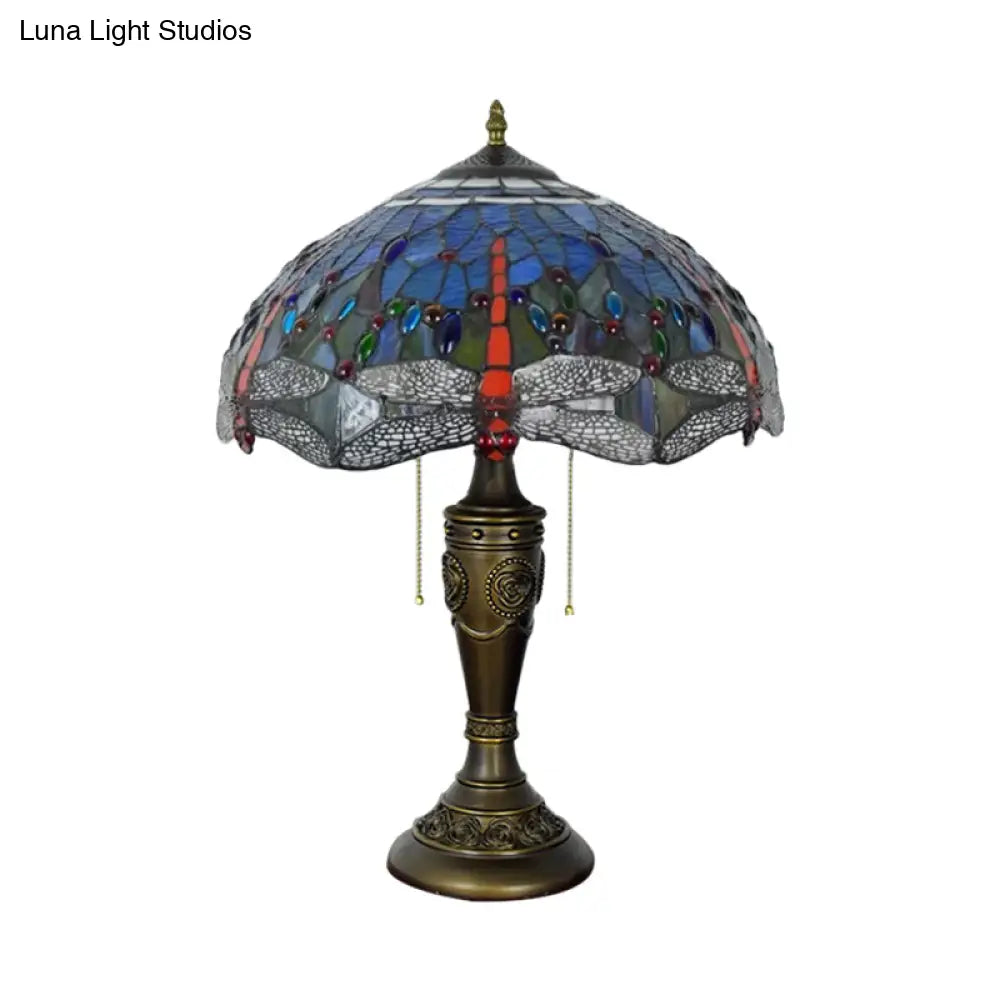 Daniela - Dragonfly Jeweled Table Lamp Mediterranean Inspired Nightstand Light