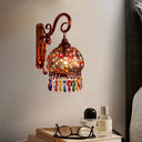 Decorative Brass/Copper Metal Wall Sconce With Dangling Crystal - Bedroom Lighting Copper