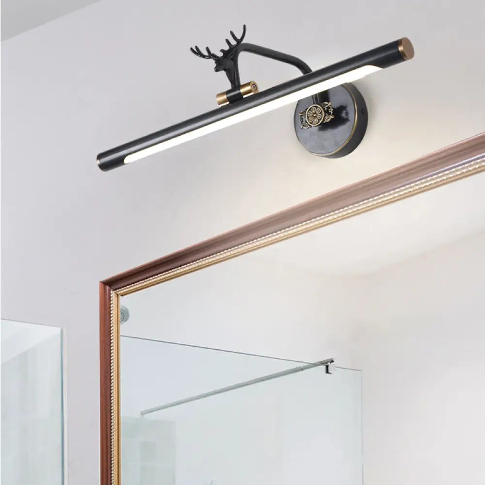 Decorative Led Metal Wall Vanity Light With Black/Antique Brass Finish - Deer Design Multiple Sizes