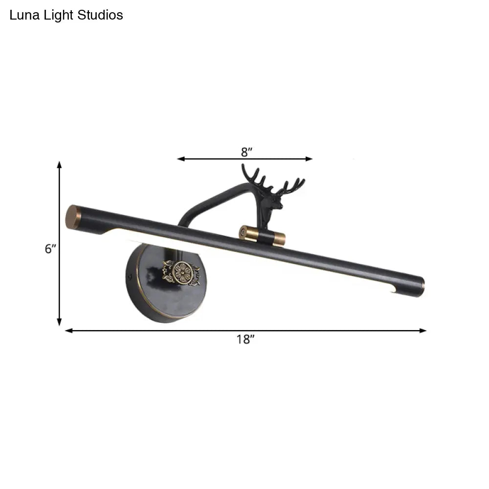 Decorative Led Metal Wall Vanity Light With Black/Antique Brass Finish - Deer Design Multiple Sizes