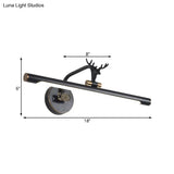 Decorative Led Metal Wall Vanity Light With Black/Antique Brass Finish - Deer Design Multiple Sizes