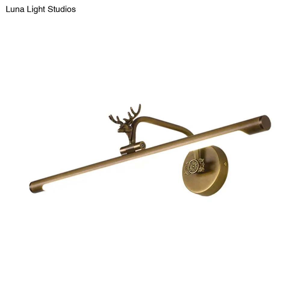 Decorative Led Metal Wall Vanity Light With Black/Antique Brass Finish - Deer Design Multiple Sizes