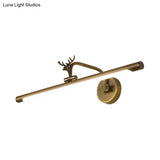 Decorative Led Metal Wall Vanity Light With Black/Antique Brass Finish - Deer Design Multiple Sizes