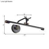Decorative Led Metal Wall Vanity Light With Black/Antique Brass Finish - Deer Design Multiple Sizes