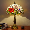 Decorative Stained Glass Dome Shade Table Lamp For Living Room - Nightstand Light Apricot