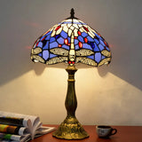 Decorative Stained Glass Dome Shade Table Lamp For Living Room - Nightstand Light Royal Blue
