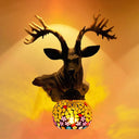 Deer Bowl Glass Sconce Wall Light Fixture - Tiffany Style 1-Bulb Multicolor Bar Beige/Red/White