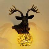 Deer Bowl Glass Sconce Wall Light Fixture - Tiffany Style 1-Bulb Multicolor Bar Beige/Red/White