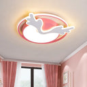 Deer Flush Mount Ceiling Light: Nordic Style Acrylic Pink Led Fixture For Bedroom