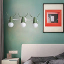 Deer Horn Nordic Metal Wall Sconce With 3 Conical Heads - Bedroom & Undertint Light Green