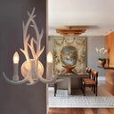 Deer Horn Resin Open Bulb Wall Lamp - 1 Light Lodge Country Sconce For Kitchen White