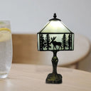 Deer Table Lamp - Rustic Lodge Style Indoor Lighting With White Glass Shade