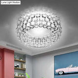 Designer Clear Glass Led Bedroom Flush Ceiling Light Fixture - 14’/19.5’/25.5’ Wide Bubble Lighting