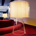 Designer Clear Glass Table Light With Inner Fluted Shade - Black/White Nightstand Lamp White