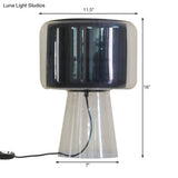 Designer Clear Glass Table Light With Inner Fluted Shade - Black/White Nightstand Lamp