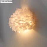 Designer Half Globe Wall Sconce With Feather Accent White/Grey Finish