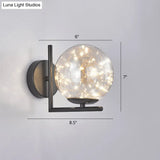 Designer Style Glass Led Wall Sconce - Mini Globe Light Fixture For Bedroom