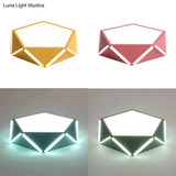 Diamond Acrylic Led Ceiling Lamp - Cafe Pentagon Macaron Style