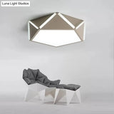 Diamond Acrylic Led Ceiling Lamp - Cafe Pentagon Macaron Style Grey / 16 Third Gear