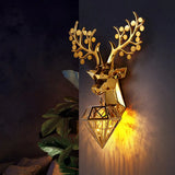 Diamond Cage Metal Wall Lamp - Vintage 1-Bulb Lighting In Black/Silver/Gold Gold