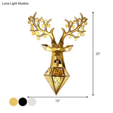 Diamond Cage Metal Wall Lamp - Vintage 1-Bulb Lighting In Black/Silver/Gold