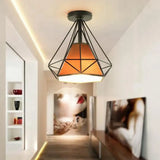 Diamond Cage Semi Flush Mount Retro Industrial Ceiling Lights For Hallway Coffee