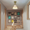 Diamond Cage Semi Flush Mount Retro Industrial Ceiling Lights For Hallway Gold