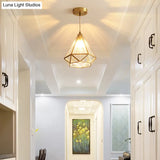 Diamond Classic Pendant Light Fixture - Clear Glass Hanging Lamp Kit In Brass 8/10 Wide 1