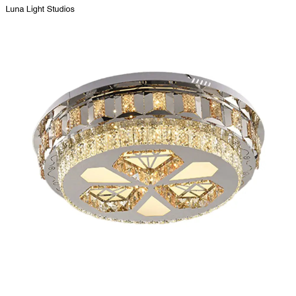 Diamond Design Led Flush Mount Ceiling Light In Stainless Steel