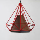 Diamond Frame Hanging Light - Simplicity Design Iron Pendant Fixture For Restaurants Red / 10’