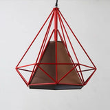 Diamond Frame Hanging Light - Simplicity Design Iron Pendant Fixture For Restaurants Red / 10’